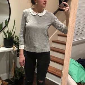 J Crew Peter Pan collar white and gray